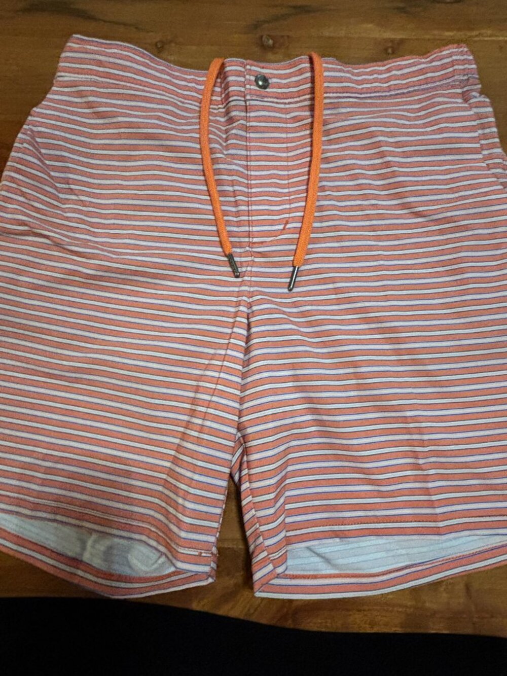 Land's End Striped Swim Trunks 7" Sunset Swim Board Shorts Size M 32-34